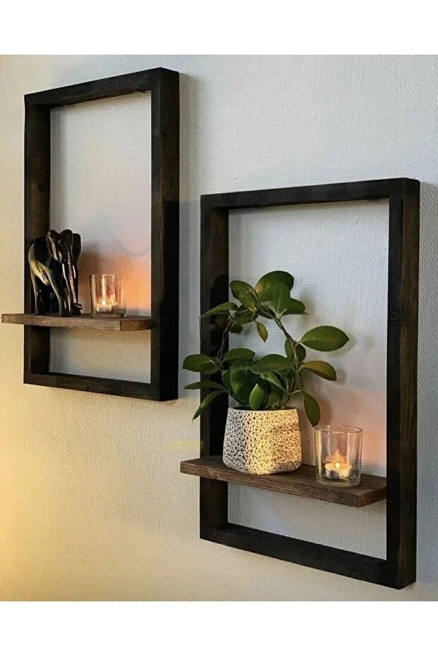 Ahşap Duvar Rafı 2 Adet